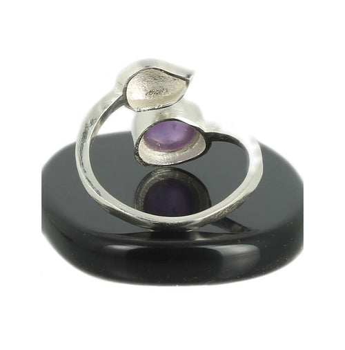 Améthyste Bague en Argent pierre cabochon rond 8mm - Bijou de créateur