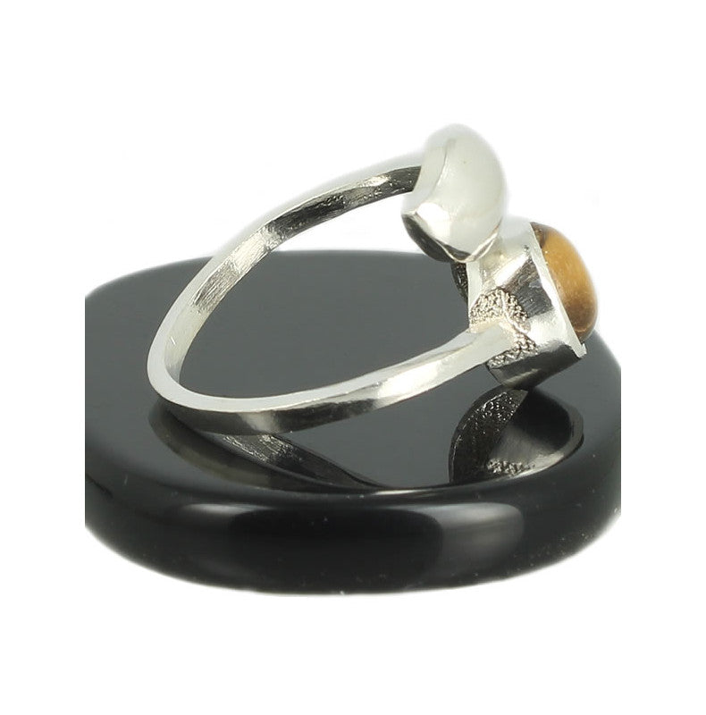 Oeil de Tigre Bague en Argent pierre cabochon rond 8mm - Bijou de créateur