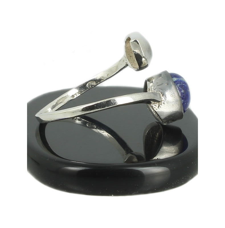 Lapis Lazuli Bague en Argent pierre cabochon rond 8mm - Bijou de créateur
