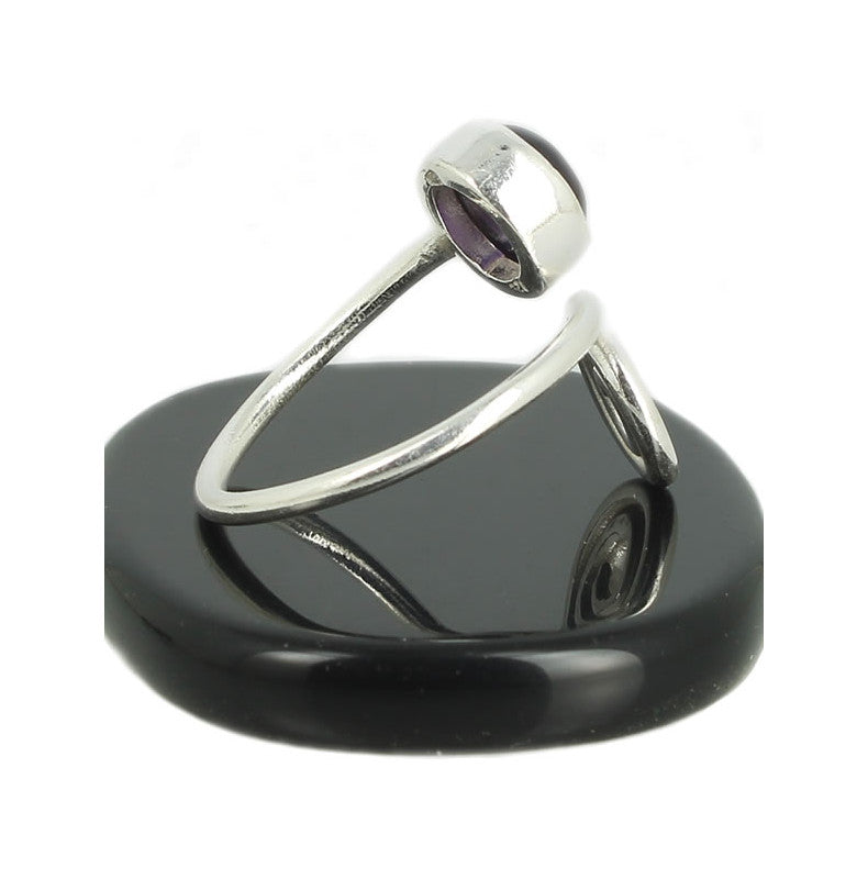 Améthyste Bague Spirale en Argent pierre cabochon rond 8mm - Bijou de créateur