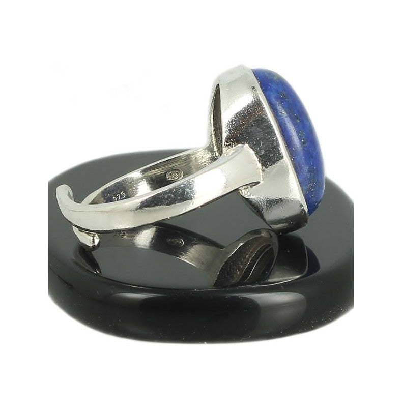 Lapis Lazuli Bague en Argent pierre cabochon ovale 16x12mm - Bijou de créateur