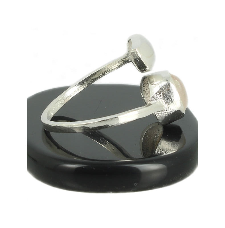 Quartz Rose Bague en Argent pierre cabochon rond 8mm - Bijou de créateur