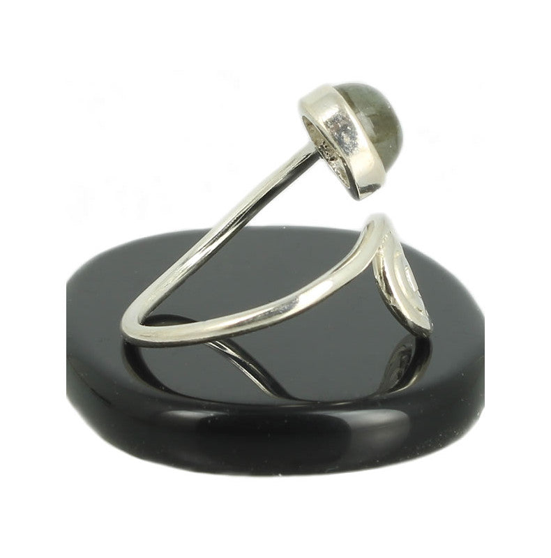 Labradorite Bague Spirale en Argent pierre cabochon rond 8mm - Bijou de créateur