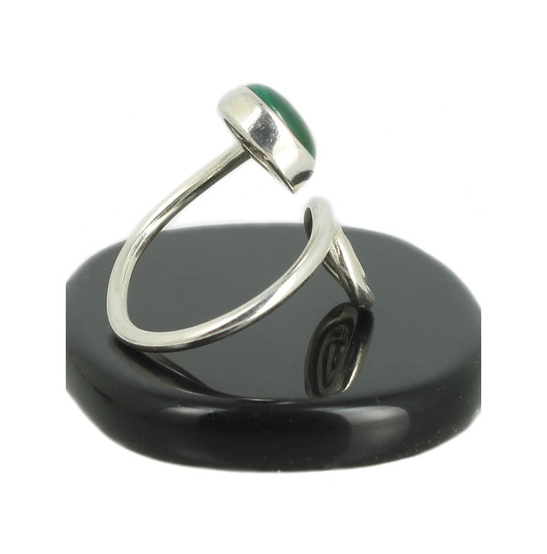 Malachite Bague Spirale en Argent pierre cabochon rond 8mm - Bijou de créateur