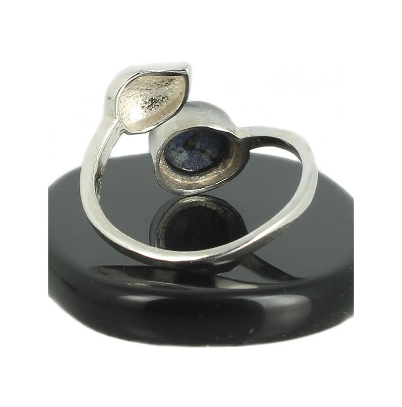 Lapis Lazuli Bague en Argent pierre cabochon rond 8mm - Bijou de créateur
