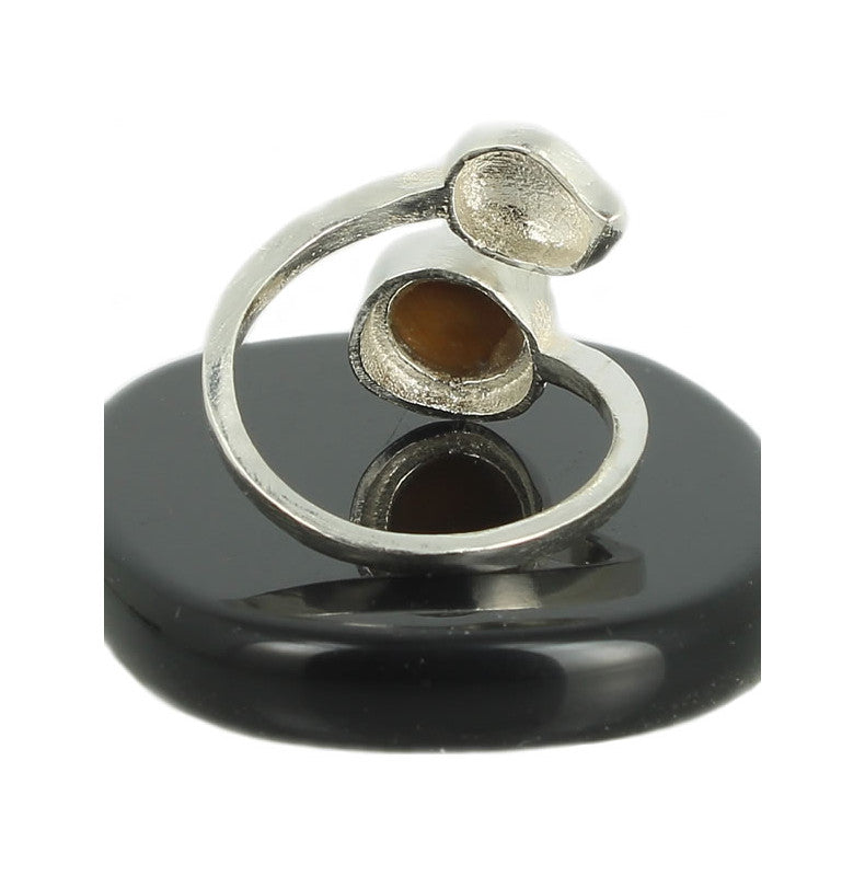 Oeil de Tigre Bague en Argent pierre cabochon rond 8mm - Bijou de créateur