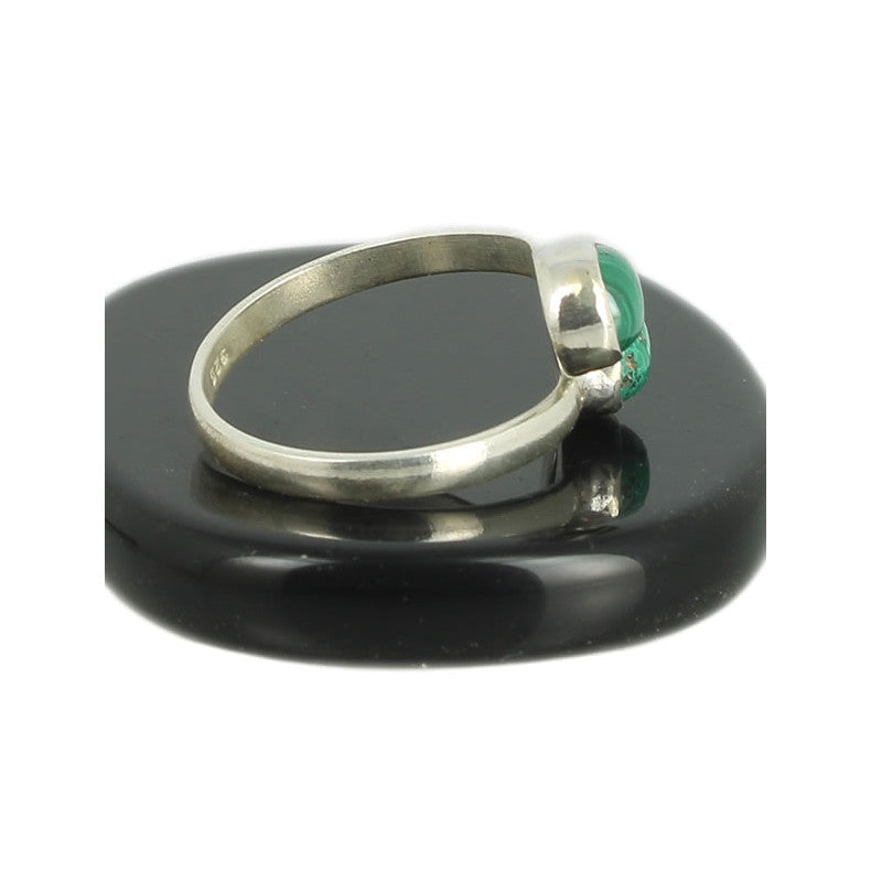 Malachite Bague en Argent pierres cabochons ovales 4,5x6,5mm - Bijou de créateur