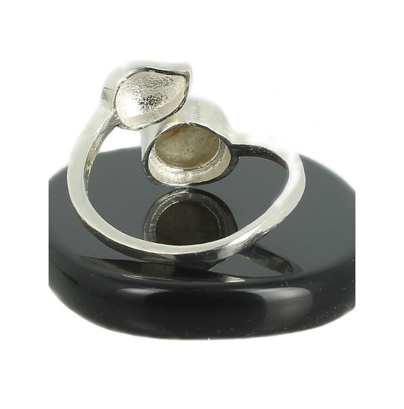 Labradorite Bague en Argent pierre cabochon rond 8mm - Bijou de créateur