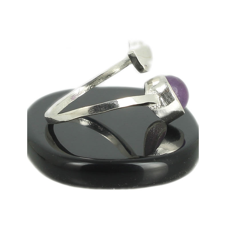 Améthyste Bague en Argent pierre cabochon rond 8mm - Bijou de créateur