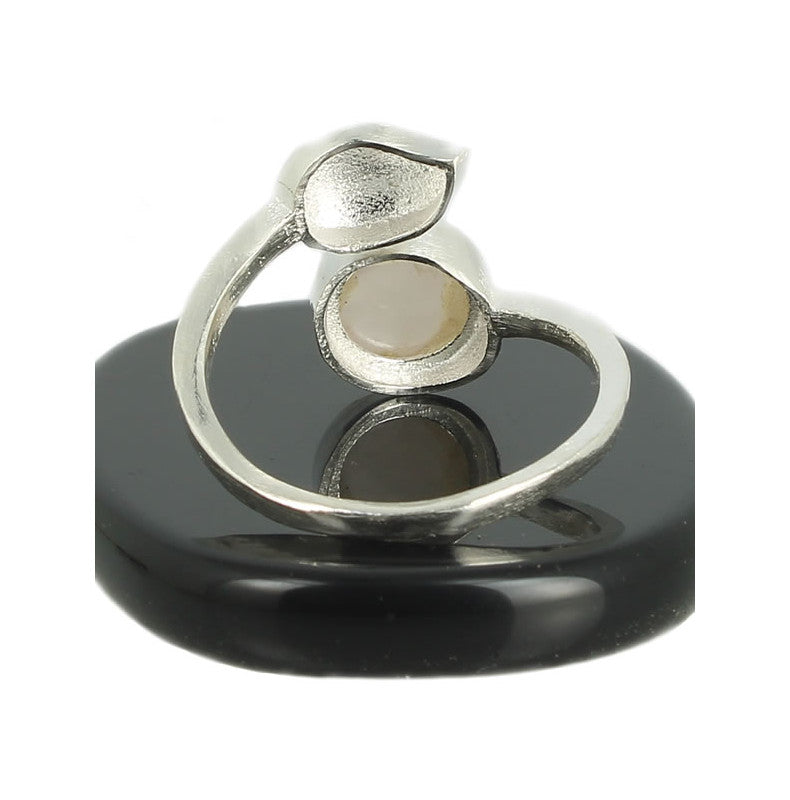 Quartz Rose Bague en Argent pierre cabochon rond 8mm - Bijou de créateur