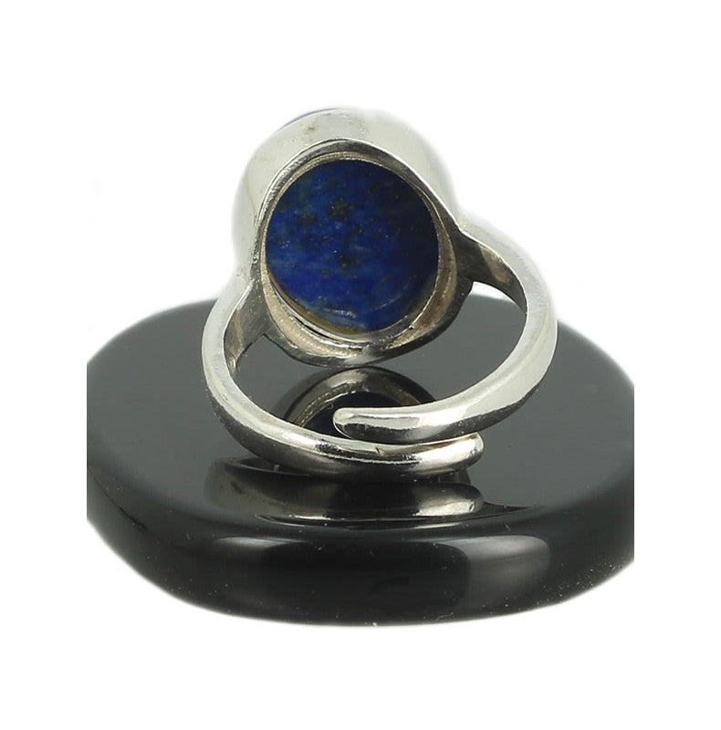 Lapis Lazuli Bague en Argent pierre cabochon ovale 16x12mm - Bijou de créateur