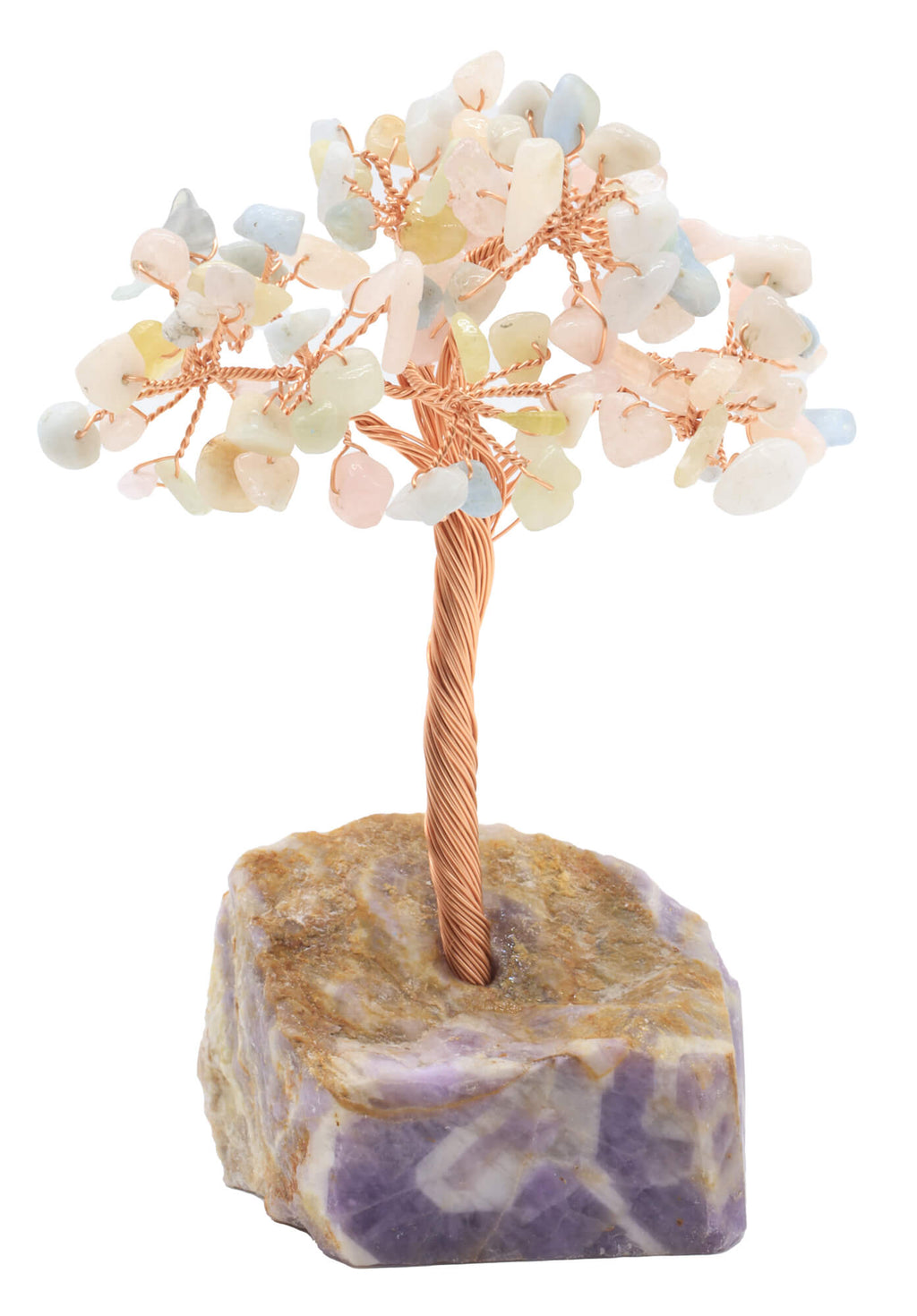 Arbre du Bonheur Morganite base Améthyste 14cm