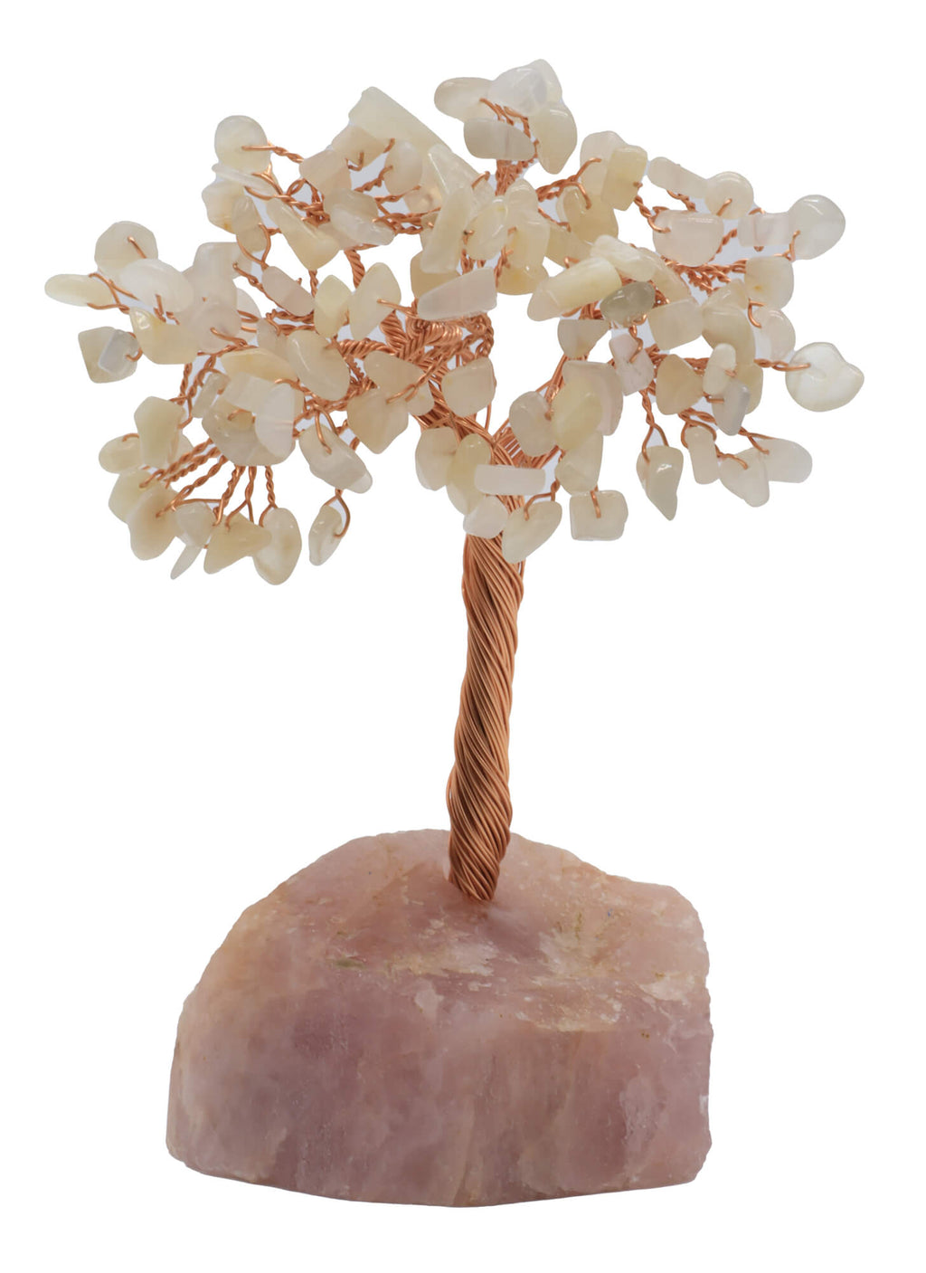 Arbre du Bonheur Pierre de Lune base Quartz Rose 14cm