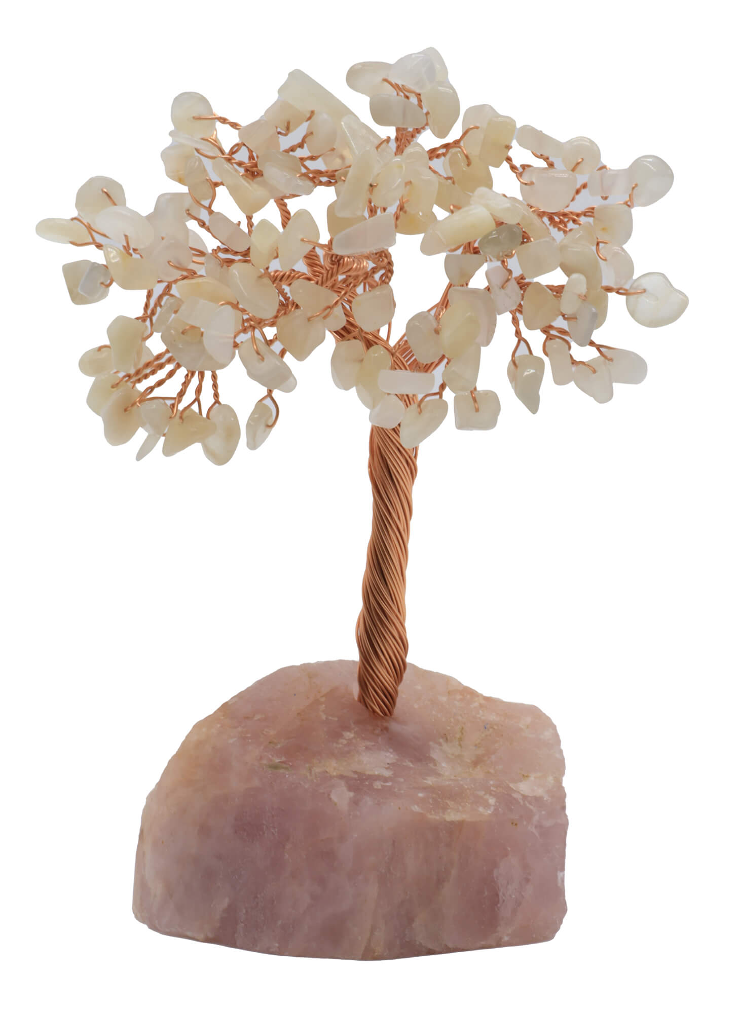 Arbre du Bonheur Pierre de Lune base Quartz Rose 14cm