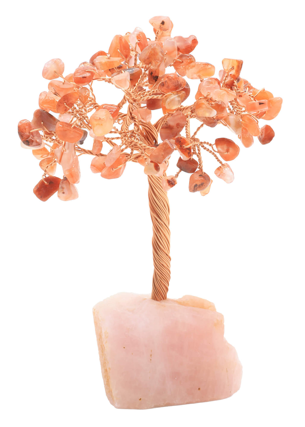 Arbre du Bonheur Cornaline base Quartz Rose 14cm