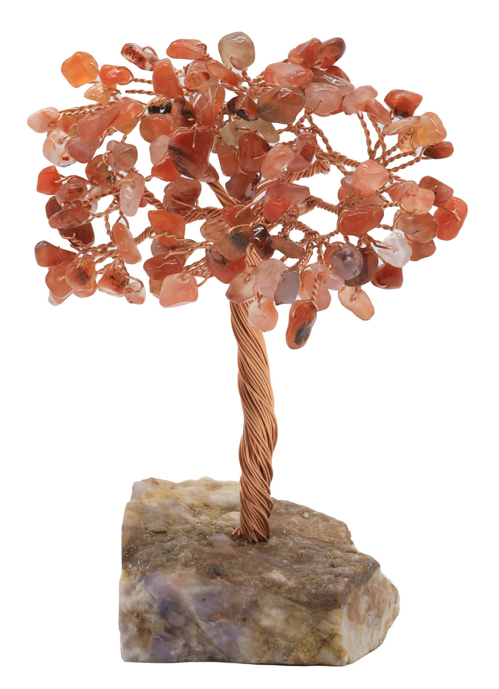 Arbre du Bonheur Cornaline base Améthyste 14cm