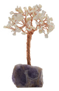 Arbre du Bonheur Cristal de Roche base Améthyste 14cm
