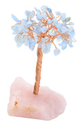 Arbre du Bonheur Aigue Marine base Quartz Rose 14cm
