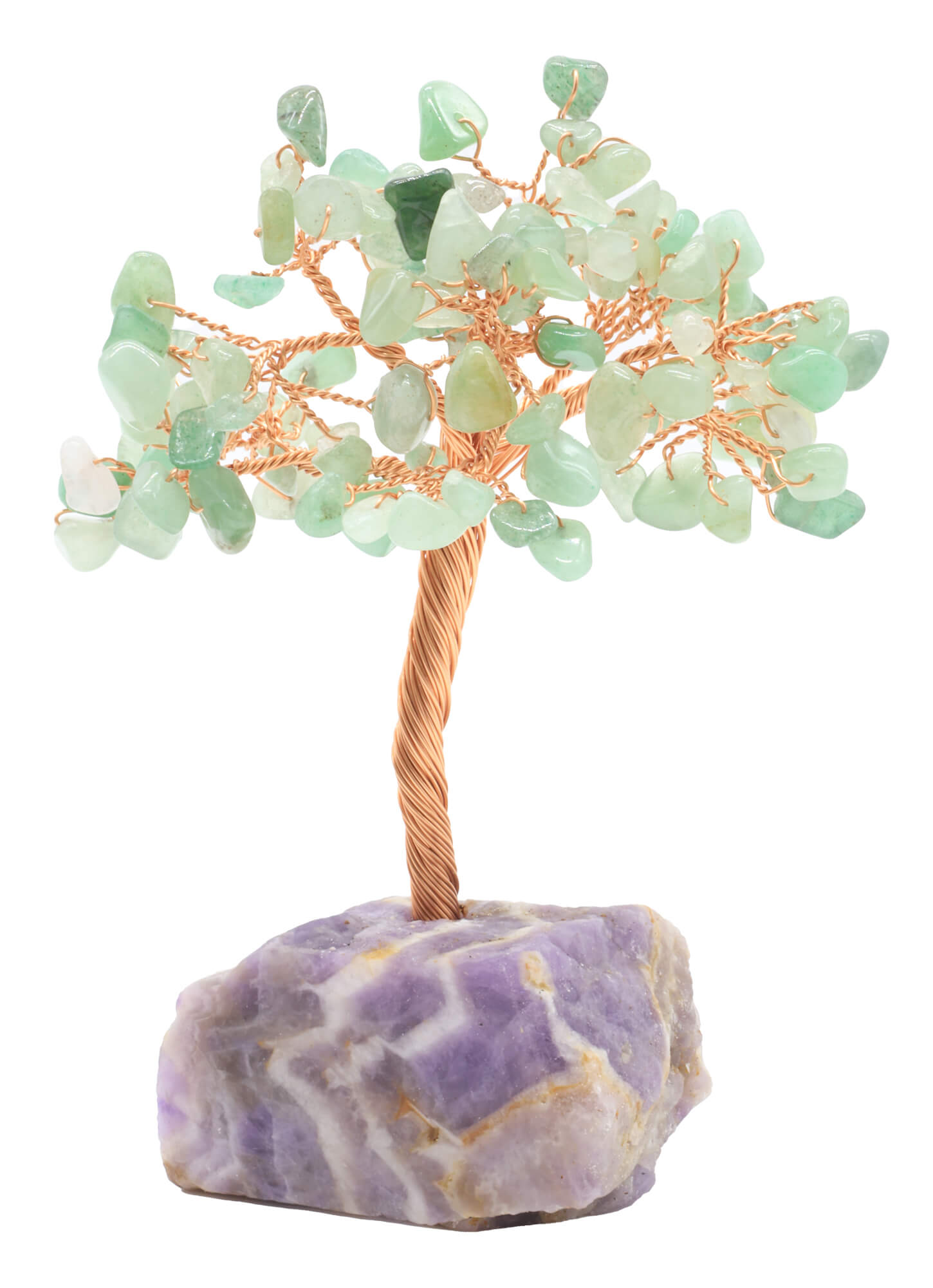 Arbre du Bonheur Aventurine Verte base Améthyste 14cm