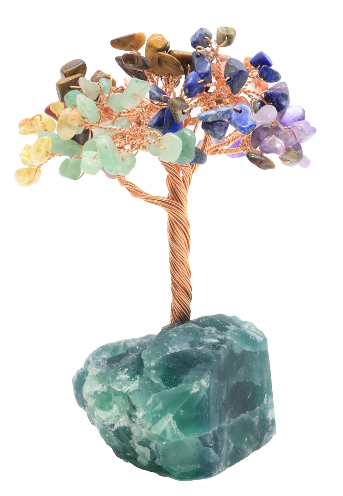 Arbre du Bonheur 7 Chakras base Fluorite 14cm