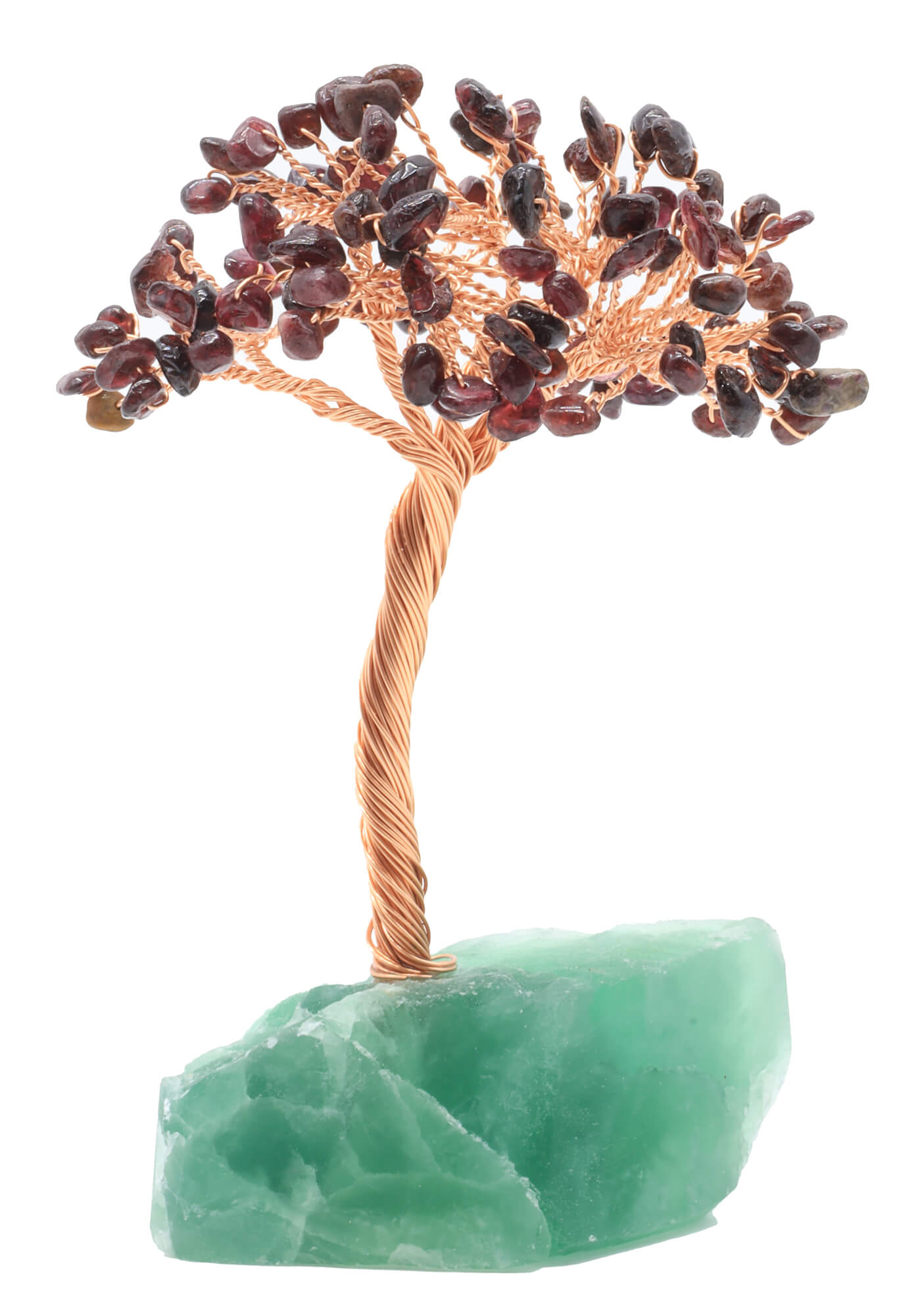Arbre du Bonheur Grenat base Fluorite 14cm