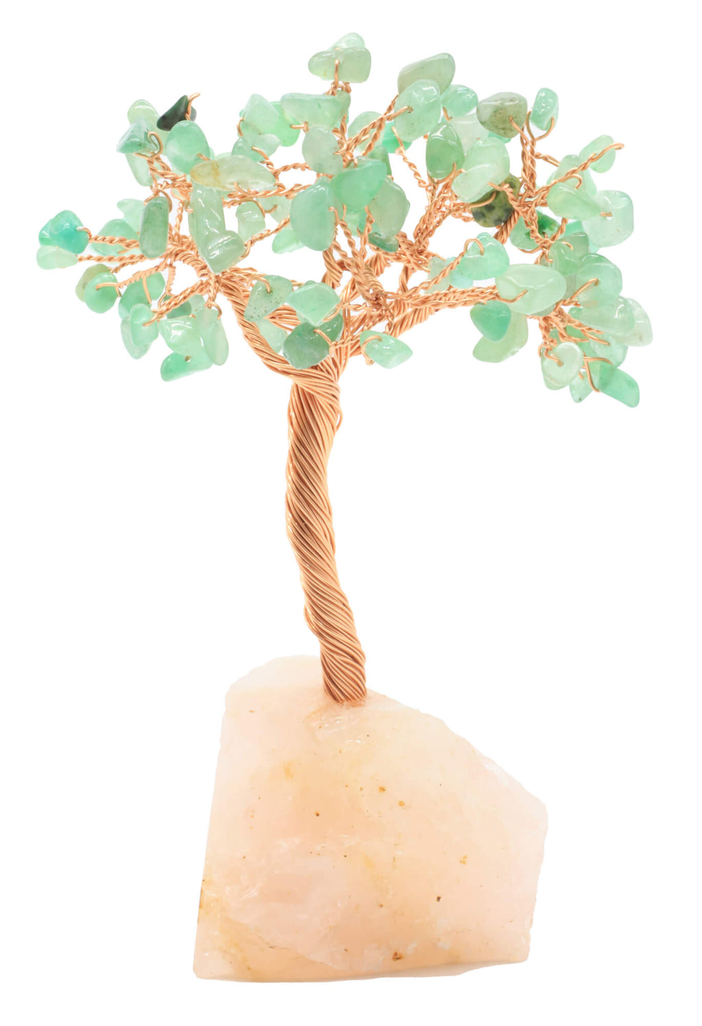Arbre du Bonheur Aventurine Verte base Quartz Rose 14cm