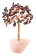 Arbre du Bonheur Grenat base Quartz Rose 14cm