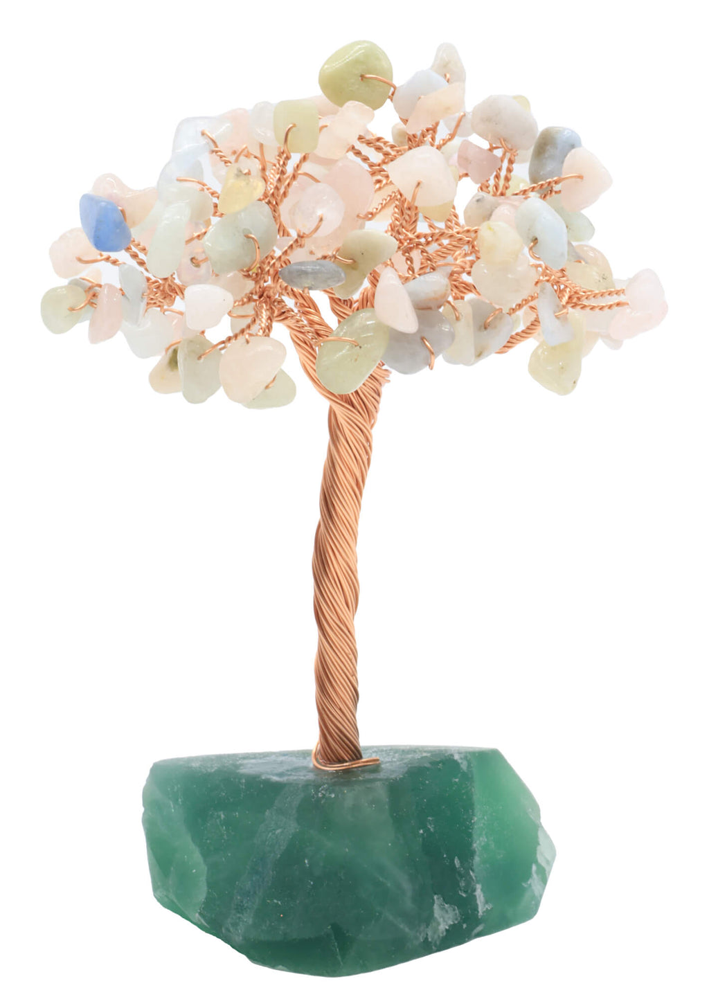 Arbre du Bonheur Morganite base Fluorite 14cm