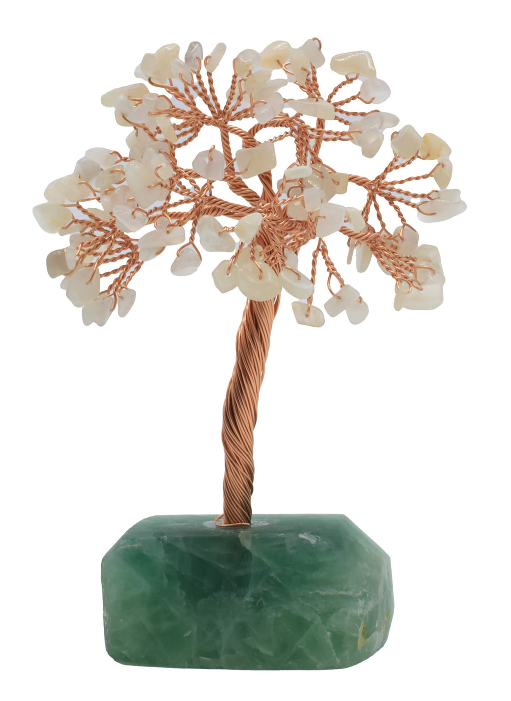 Arbre du Bonheur Cristal de Roche base Fluorite 14cm