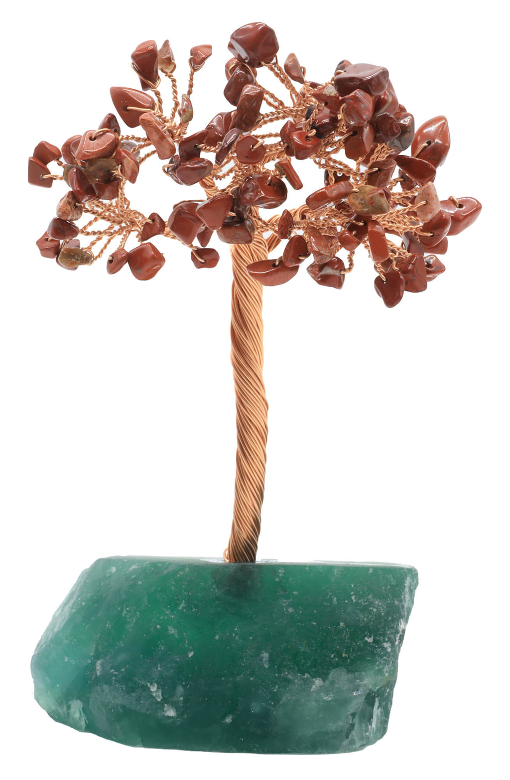 Arbre du Bonheur Jaspe Rouge base Fluorite 14cm
