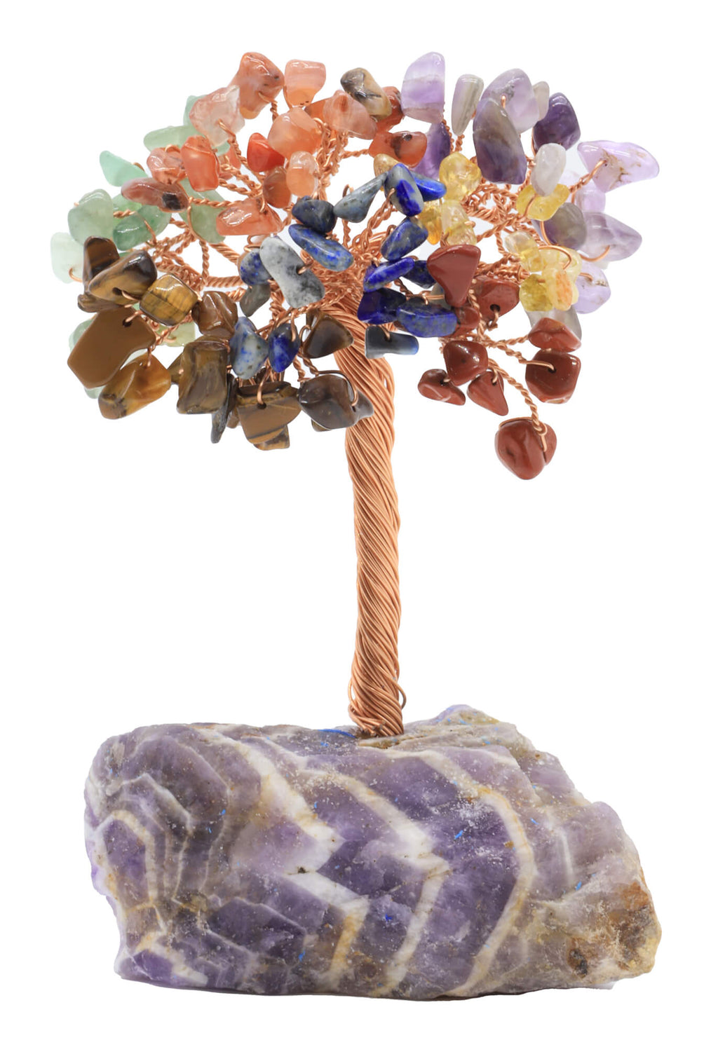 Arbre du Bonheur 7 Chakras base Améthyste 14cm