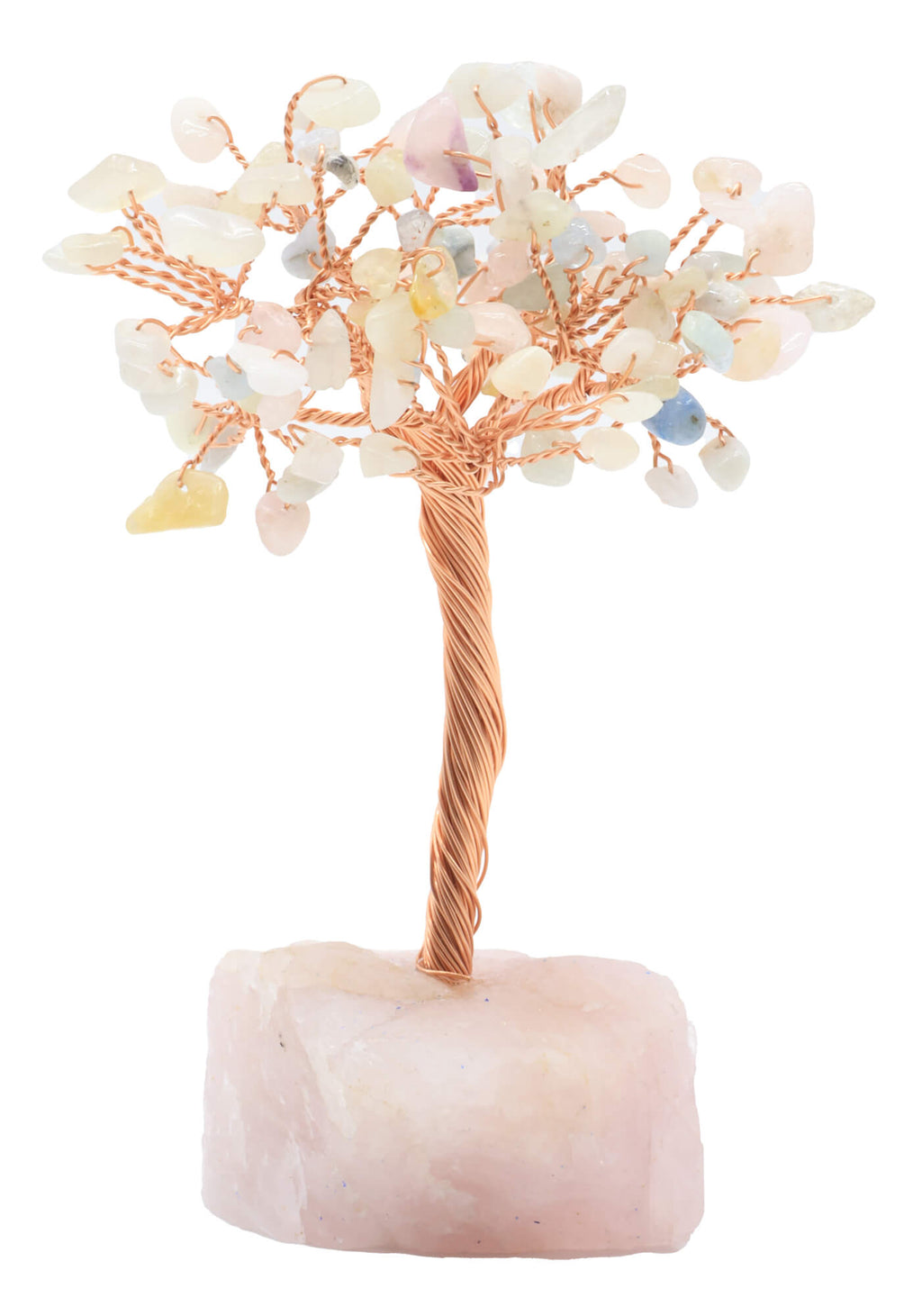 Arbre du Bonheur Morganite base Quartz Rose 14cm