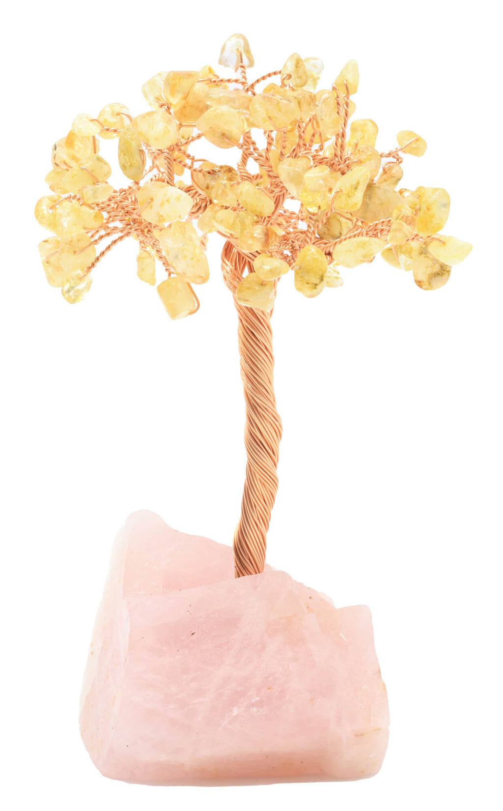 Arbre du Bonheur Citrine base Quartz Rose 14cm