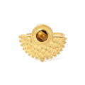 Bague acier inoxydable soleil pierres naturelles œil de tigre