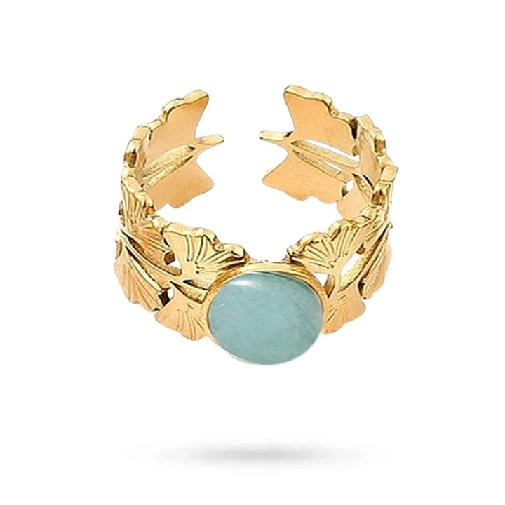Bagues pour femme acier inoxydable pierre naturelle amazonite