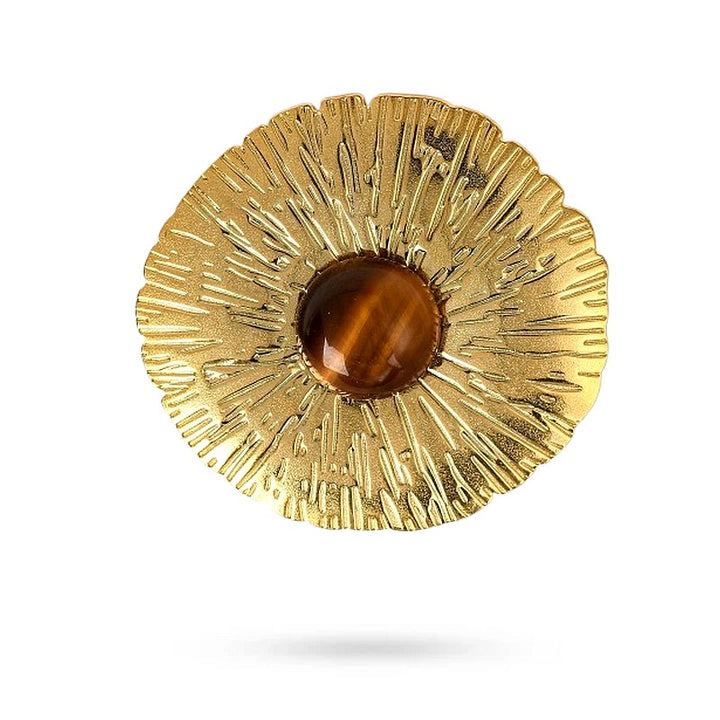 Bagues pour femme acier inoxydable pierre naturelle œil de tigre