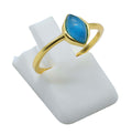 Bague Argent 925 Apatite Marquise - Plaquage Or - Taille Universelle