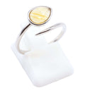 Bague Argent 925 'Serpent Argenté' - Citrine - Plaqué Platine - Taille Réglable