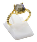 Bague Argent 925 Labradorite Carrée - Plaquage Or - Taille Universelle