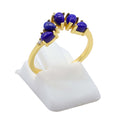Bague Argent 925 Lapis Lazuli Diadème - Plaquage Or - Taille Universelle