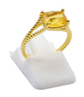 Bague Argent 925 Citrine Naturelle Rectangle - Plaquage Or - Taille Universelle