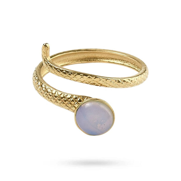 Bagues pour femme acier inoxydable serpent pierre naturelle opale