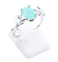 Bague Argent 925 'Murmure de Laurier' - Amazonite - Plaqué Platine - Taille Réglable