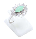 Bague Argent 925 'Oeil Solaire' - Jade Vert - Plaqué Platine - Taille Réglable