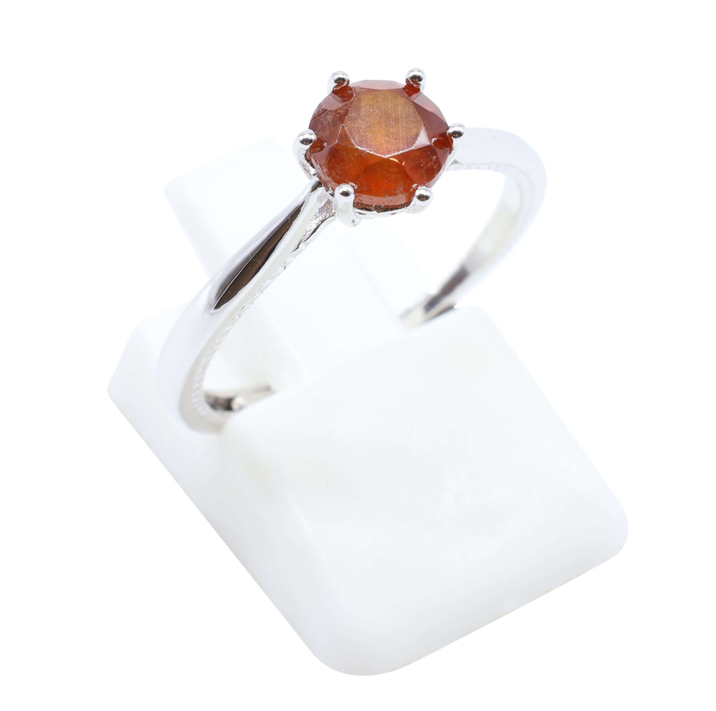 Bague Argent 925 'Rond Sublime' - Grenat - Plaqué Platine - Taille Réglable