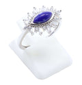 Bague Argent 925 'Oeil Solaire' - Lapis Lazuli - Plaqué Platine - Taille Réglable