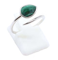 Bague Argent 925 'Serpent Argenté' - Malachite - Plaqué Platine - Taille Réglable