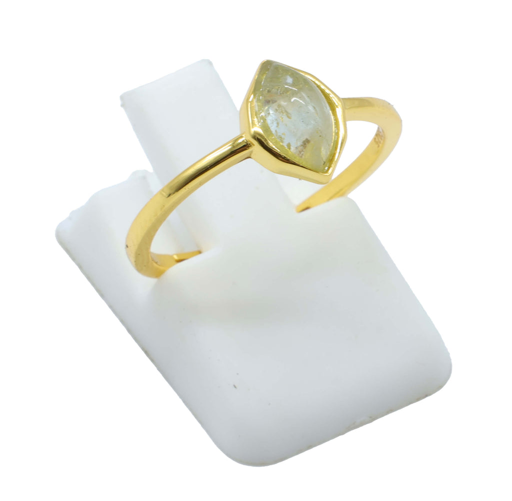 Bague Argent 925 Labradorite Marquise - Plaquage Or - Taille Universelle