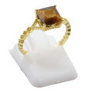 Bague Argent 925 Oeil de Tigre Carrée - Plaquage Or - Taille Universelle