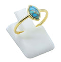 Bague Argent 925 Turquoise Marquise - Plaquage Or - Taille Universelle